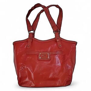 Relic Tomato Red Faux Leather Pinstripe Shoulder Bag